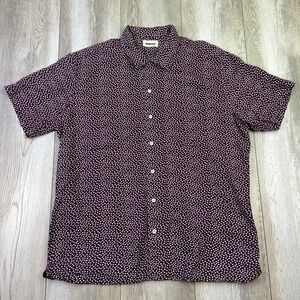 Taylor Stitch Hawthorne Shirt Mens 44 XL Purple Geo Linen Blend Short Sleeve Men
